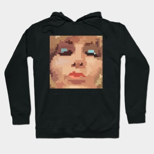 Blonde Girl Blows a Kiss (Pixel Art) Retro Women Merch Hoodie